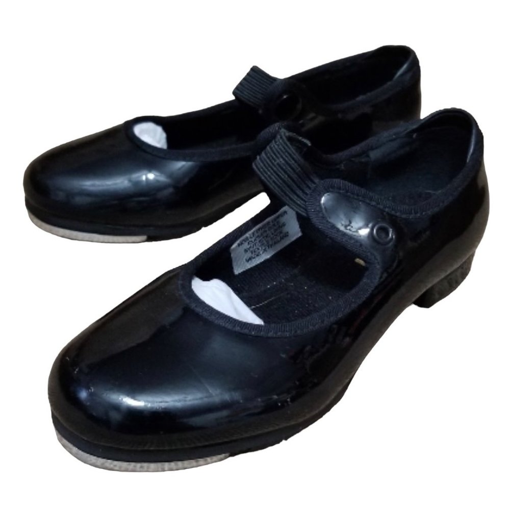 Bloch Girls Black Tap Shoes Sz 9 M Maryjane Taps Shiny with Rounded Toes Toddle